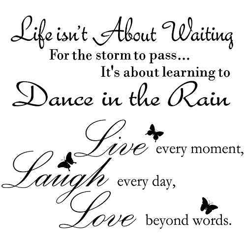 Zonon 2 Sheets Live Every Moment Laugh Every Day Love Beyond Words Stickers Vinyl Wall Decals Motivational Wall Quote Sayings Stickers Inspirational Quote Butterfly Wall Home Decors