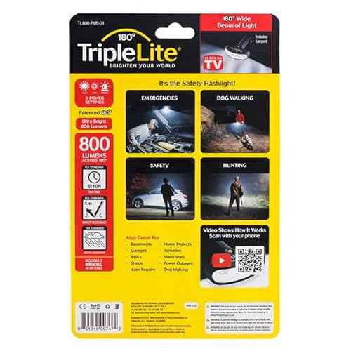 TripleLite TL800 Triple Light, LED Flashlight, Wide Angle Irradiation Light, 800 Lumens
