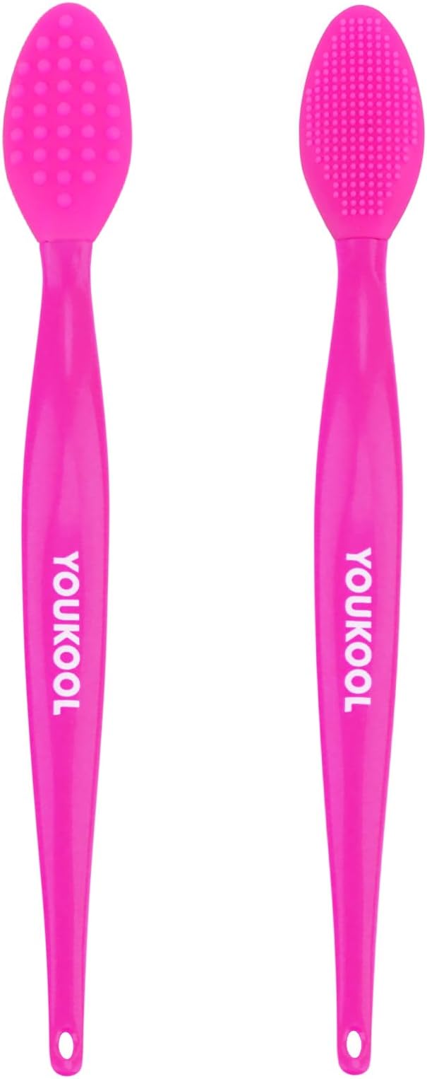 Pore Cleansing Silicone Facial Brush | Face Scrubber & Massager for Blackhead & Whitehead Removal, Sebum Reduction, Gentle Exfoliation & Clearer Skin | Suitable for All Skin Types,Fuchsia,2pc