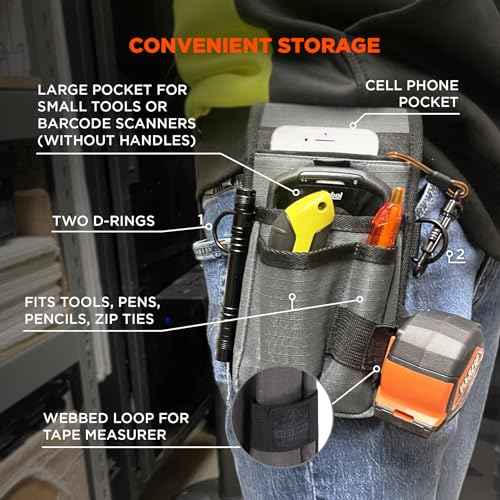Ergodyne Squids 5568 Tool Pouch, Utility Knife Holster, Scanner Device Holder, Cell Phone Pocket, Belt Loop Attachment