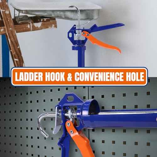 Caulking Gun, No Drip Caulk Gun,9" Drip Free Adjustable Hand Caulking Gun with Comfort Grip and 360¡Æ Rotary Design, Smooth Round Rod for 10oz Caulk Tubes,WCG4109D, Blue
