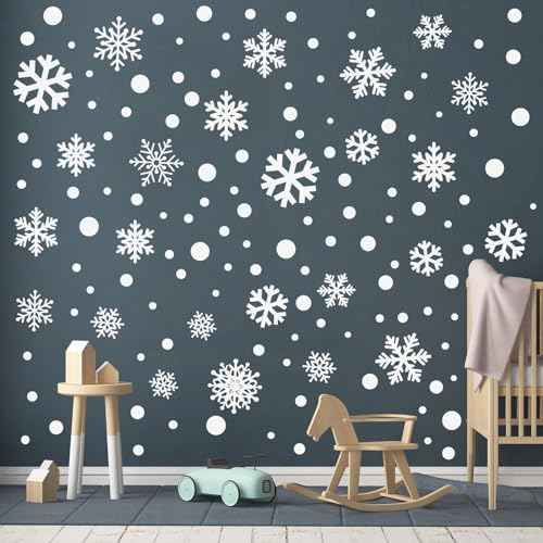 Zhanmai 200 Pcs/ 10 Sheets Christmas Snowflakes Wall Decals Snowflakes Window Clings White Snowflake Sticker Peel and Stick Wall Ornament for Winter Removable Xmas Holiday Craft Party Supplies Decor