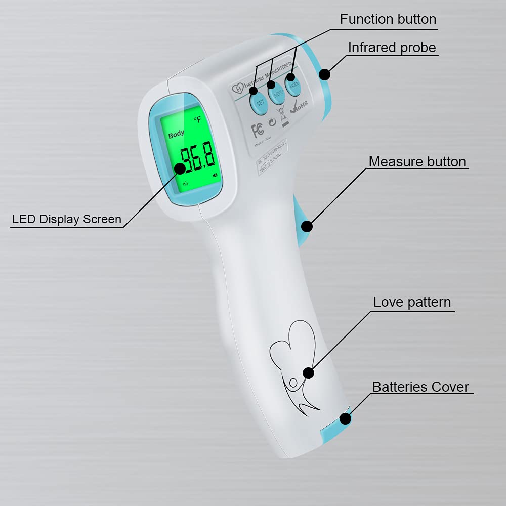 Digital Thermometer for Adults and Kids, No Touch Forehead Thermometer for Baby, 2 in 1 Body Surface Mode Infrared Thermometer with Fever Alarm and Instant Accuracy Readings