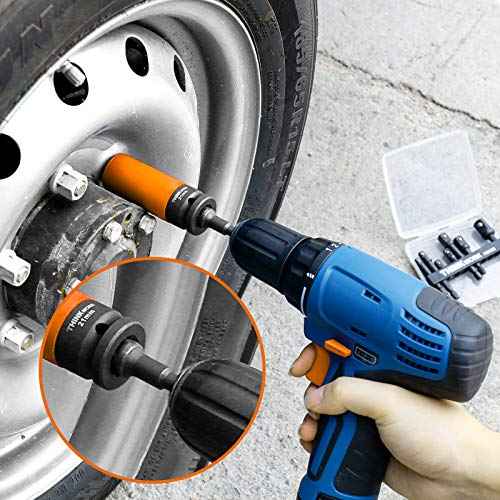 THINKWORK Impact Socket Adapter Set, 1/4" 3/8" 1/2" Drill Socket Adapter Set with 1/4" Hex Shank for Impact Power Driver, Cordless Drill & Screwdriver