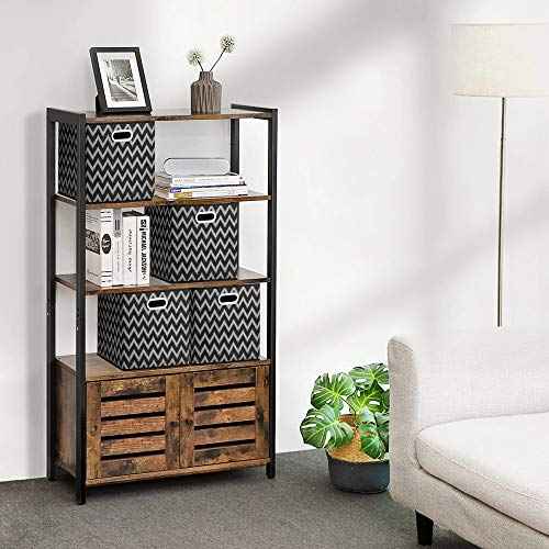 Foldable Cube Storage Boxes 13x13x 13 in Fabric Storage Cubes Bins Black Cube Inserts Storage Chevron Printed Cloth Storage Basketes Folding Drawer for Organizers Shelf Closet,QY-SC03-3