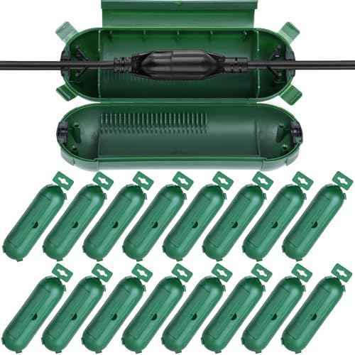 16 Pack Outdoor Extension Cord Safety Cover, IP44 Waterproof,Adjustable Compartment, Safety Housing Case, Electrical Connection Box for Power Tools, Holiday Decorative Lights, Plugs, Sockets, Green