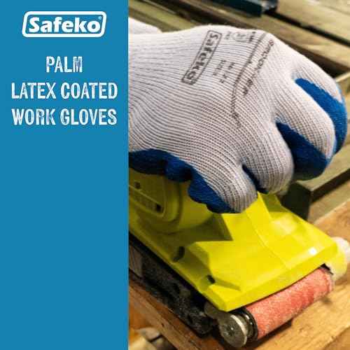 Latex Palm Coated Safety Work Glove, Crinkled Grip, 10-Gauge Heavy Duty Protection for Maximum Durability 12 Pair Pack
