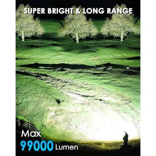 Flashlights High Lumens Rechargeable, 99000 Lumens Bright Flash Light, Powerful LED Flashlights, 15h Runtime, IPX7 Waterproof Flashlights for Home, Camping, 7 Modes