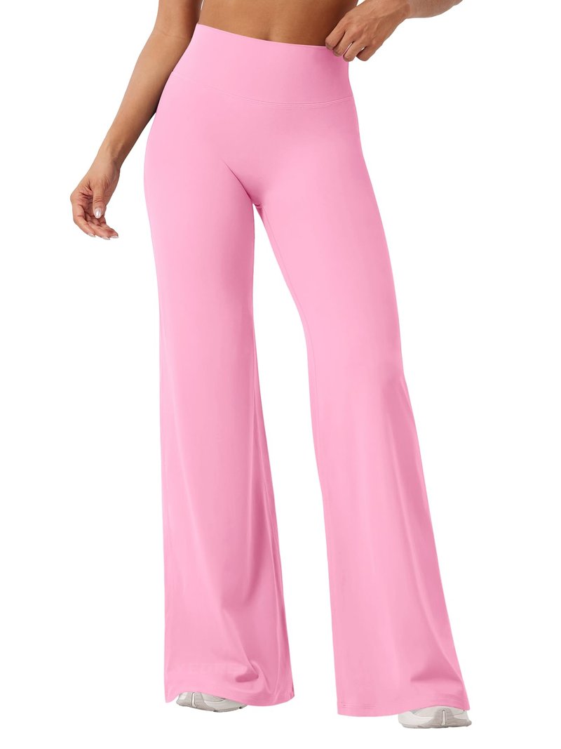 YEOREO Workout Leggings Womens No Front Seam Straight Leggings 33" High Waist Buttery Eddiy Gym Yoga Pants Bubblegum Pink L