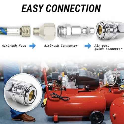 6-Ft Braided Airbrush Air Hose Standard 1/8" Ends and 1/4" Bsp Hose Adaptor with Univesal US Quick Connect Plug