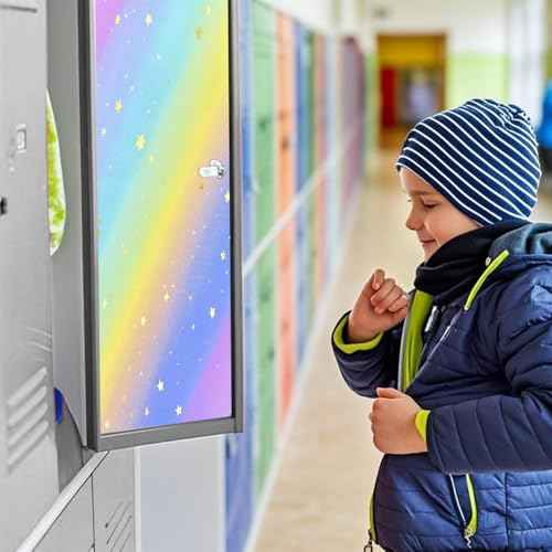 6 Pcs School Locker Magnetic Wallpaper 12" x 12"Removable, Waterproof, Trimmable Sticker Locker Decorations Accessories, Back to School Supplies University Students Teens and Office Wall(Rainbow)