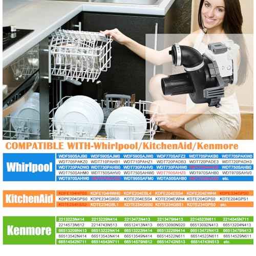 Upgraded W11084656 Dishwasher Circulation Pump W10854710 for Whirlpool Kenmore Kitchenaid WDT730PAHZ0 WDT750SAHZ0 WDTA50SAHZ0 Dishwasher Pump Motor Assembly Replacement Part W11612327 W10805387