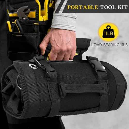 Roll Up Tool Bag - Portable Tool Bags with Multiple Pockets, Durable Tool Bag Organizer for DIY/Mechanics/Car Repair - Compact Tool Organizer Bag - Ideal Tool Bags for Men Outdoor Adventures