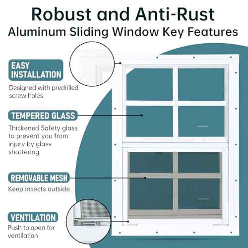 Melkus 2 Pack Shed Windows, 12"x18" Flush Mount Chicken Coop Windows with Thicker Tempered Glass and Screen, Sliding Windows for Chicken Coop, Shed, Garage, Playhouse, Barn,Greenhouse, White