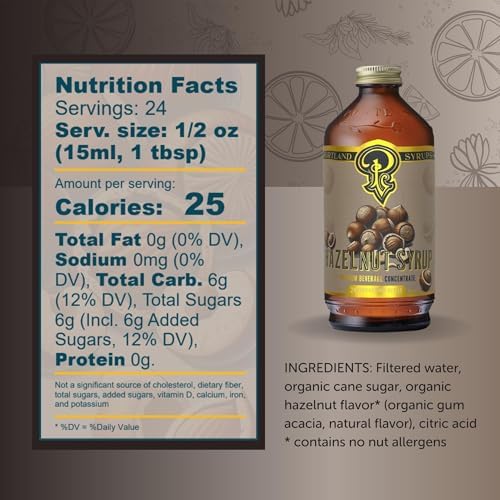 Portland Syrups Hazelnut Syrup – Flavoring for Coffee, Lattes, Cold Brew, Macchiatos, Cocktails, Desserts – Ideal for Drinks & Adding a Hazelnut Touch to Any Beverage – 12 oz, 24 servings (Pack of 2)