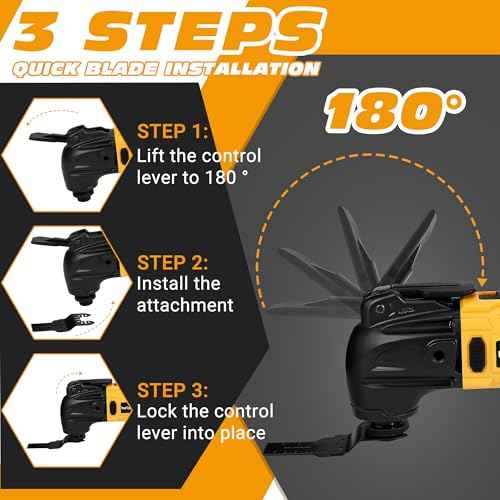 No Battery | Cordless Oscillating Multi-Tool Compatible with DeWalt 20V MAX Batteries,Brushless Motor (6000-20000 OPM), 6-Speed, 4¡Æ Swing Angle, 23-Piece Accessory Kit for Sanding, Cutting & Scraping