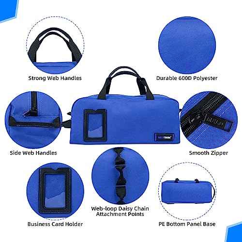 MELOTOUGH Canvas Tool Bag Heavy Duty Tool Tote Bag Combo Kit-1 Medium & 1 Big Tool Organizer Bags for Electrician,Technician,Carpenter (Black&Blue)