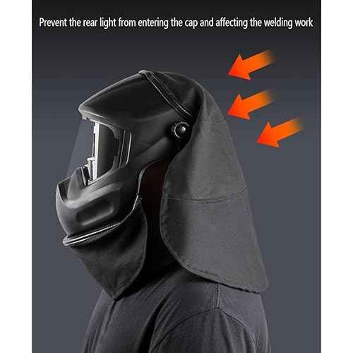 2 Piece Welding Helmet FR Cotton Front Bib & Rear Extended Hood Set with Press-In Seal, Full Protection, Fits Most Welding Helmets, Compatible with Lincoln Welding Helmet and Most Welding Helmets