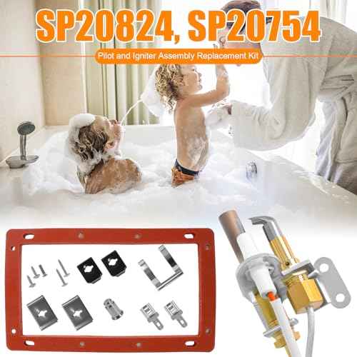 SP20824 Pilot Burner Assembly Kit Replacement SP20754,SP21058,SP21059,SP20800, Compatible for Rheem Ruud and Richmond Water Heater Parts, NG with LP Orifice