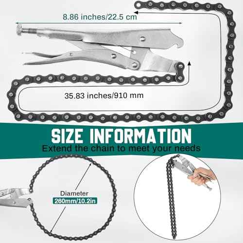 Honoson 2 Pcs 9 Inch Locking Chain Clamp with 35.8 Inch Long Chain Carbon Steel Locking Chain Plier Industrial Pipe Vise Chain Wrench 10.2 Inch Diameter for Pipe Fitting ?Plumbing Woodworking Welding