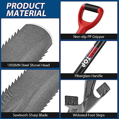 Drain Spade Shovel - Trenching, Transplanting, Narrow, Serrated for Digging, 44 Inches