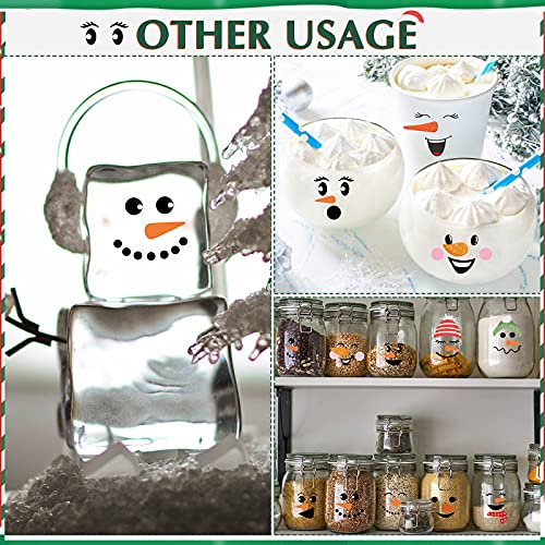 Snowman Decals PVC Face Stickers Christmas Wall Decor Stickers Glass Blocks Holiday Decals Snowman Hats Stickers Cute Snowman Face Decals for Home Wall Door Refrigerator Party Decoration (Cute Style)