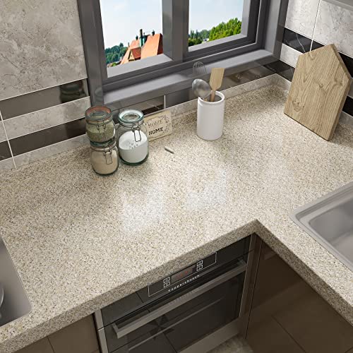 CRE8TIVE Light Brown Granite Contact Paper for Countertops Waterproof Granite Wallpaper Peel and Stick Removable Marble Countertop Contact Paper Self Adhesive Vinyl Paper for Kitchen Table Top 12"x80"