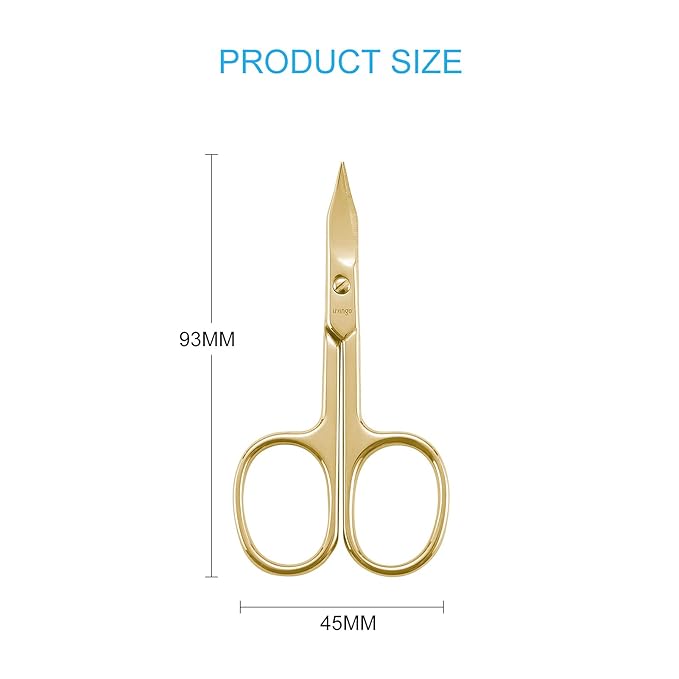 LIVINGO Sharp Curved Nail Cuticle Scissors, Premium Stainless Steel Blade for Manicure Pedicure Fingernail Toenail Beauty Grooming Cutter with Case, 3.5" Gold