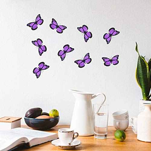 AQUEENLY Monarch Butterfly Decorations, 4.72'' Purple Premium Artificial Monarch Butterfly to Decorate for Craft, Home, Wall, Wedding, Party (12 Pcs)