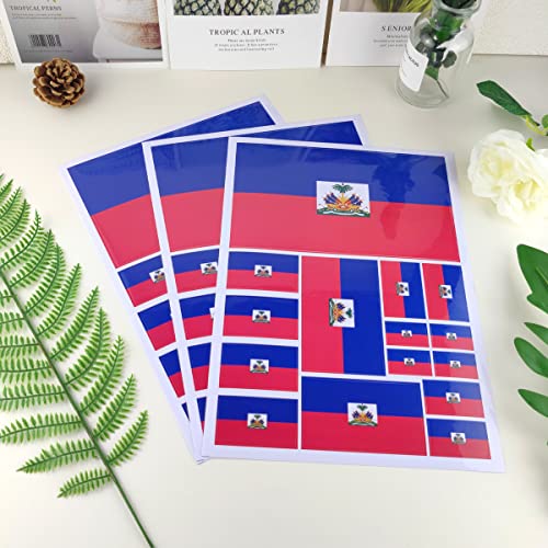 QQSD Haiti Flag Sticker Haitian Decal in Multiple Sizes, 3 Pack, 11.7 x 8.3 Inches