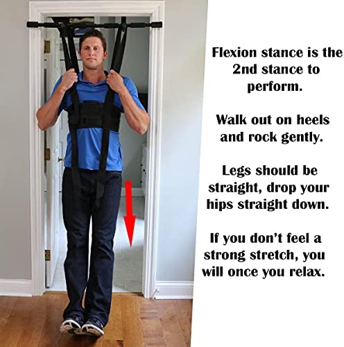 Sit and Decompress Back Stretcher 3 Minutes A Day Low Back Traction Therapy Spinal Decompression Inversion Table Alternative Safe for All Back Conditions (Medium Harness with Bar)