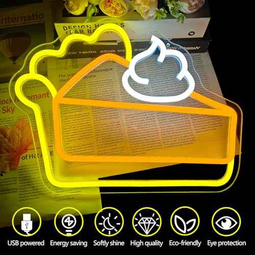 Thanksgiving Pumpkin Pie Neon Sign for Wall Decor Thanksgiving Decorations Pumpkin Led Sign Dimmable Cake Neon Light Up Sign for Business Pie Party Decorations Restaurant Coffee Fireplace Fall