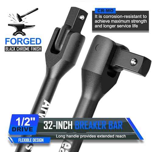 Breaker Bar, 1/2" Drive, 32" Heavy Duty Extension Breaker Bar, 180¡Æ Rotatable Head, Auto Repair, Mechanical Repair