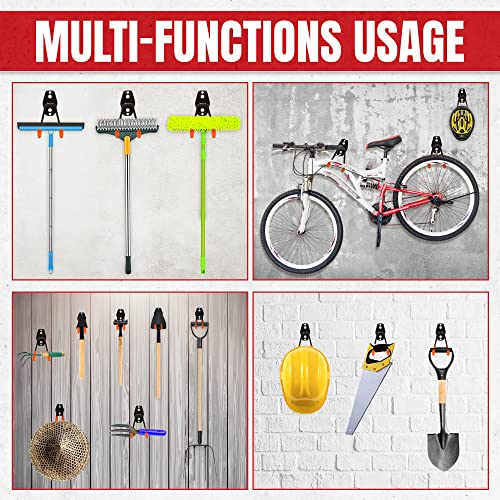 LARITS Garage Hooks for Hanging - 12 Garage Storage Hooks and 2 Cord Straps- 14-Piece Set
