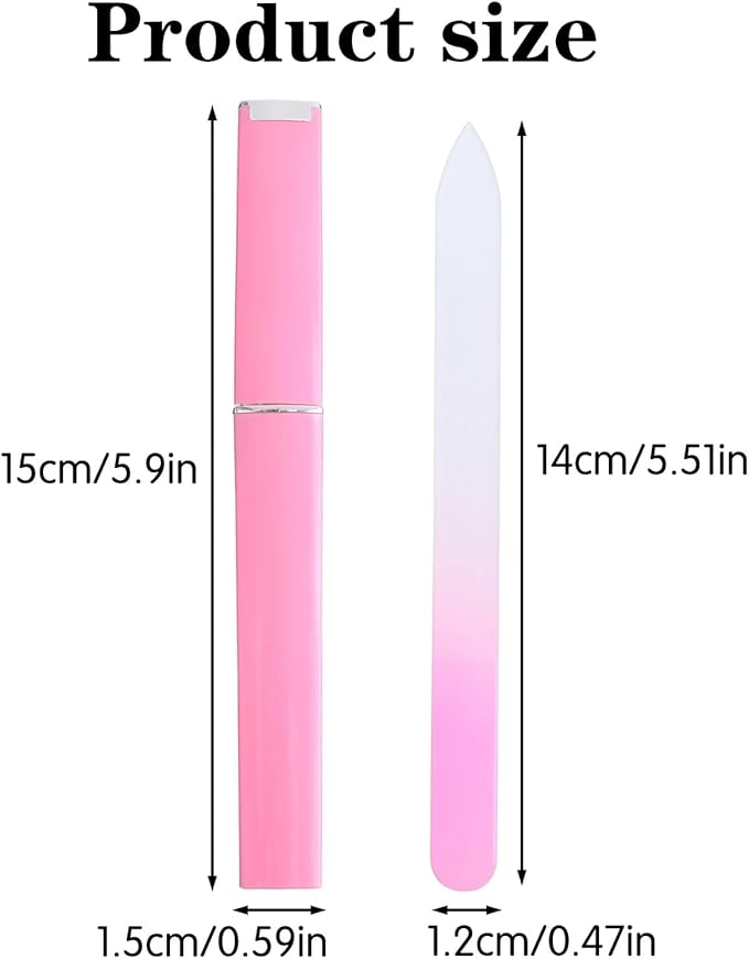3 Pack Glass Nail Files with Case, Crystal Fingernail File for Women, Double-Sided Glass Files for Natural, Pedicure, Artificial, Fake Nails