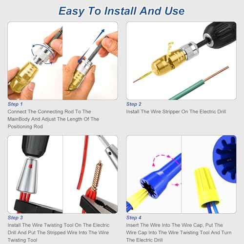 9Pcs Wire Twister Tool for Drill,YIHANGYE Wire Stripper for Drill,for 6-8-10-12-14 Gauge Electric Wire Stripper,Drill Wire Twister With 2Pcs Metal and Plasticwire Twisting ToolWire Connectors Nuts