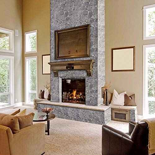Okydoky Grey Stone Peel and Stick Wallpaper, 17.7" x 78.7", Removable Film Textured Wallpaper Self-Adhesive, Home Decor for Room Kitchen Wall Cabinet Vinyl Roll NO.101-2