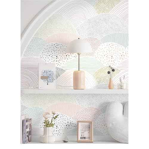 Peel and Stick Wallpaper Dot/Line Contact Paper Boho Wall Paper Pink Wallpaper 15.5''x78.7'' Removable Self-Adhesive Room Decor Wall Covering Vinyl Rolls