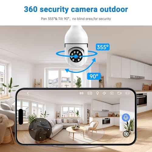 Light Bulb Security Camera -5G& 2.4GHz WiFi Camera Outdoor Wireless Motion Detection and Alarm,Two-Way Talk,Color Night Vision,Human Detection, Light Socket Camera Compatible with Alexa,2 Pack