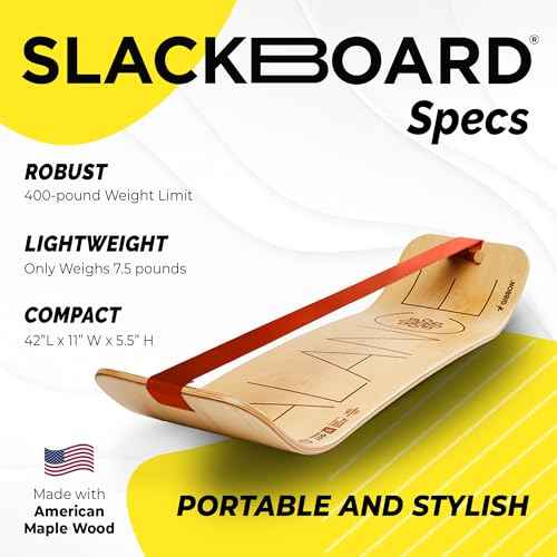 GIBBON SlackBoard - GiBoard Balance Board Kids & Adults - Slackline Balance Trainer - Slack Board Core Workout Equipment Home Gym Training - Standing Desk Exercise - Yoga, Agility, Pilates & More