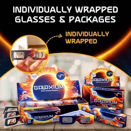 Solar Eclipse Glasses AAS Approved 2025 - [25 Pack] Trusted for Direct Solar Eclipse Viewing - ISO 12312-2 & CE Certified