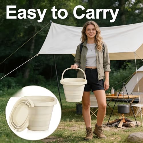 2.6 Gallon (10L) Collapsible Bucket, Large Capacity, Portable Foldable Water Pail for Outdoor Garden Cleaning, Car Washing, Camping, Fishing
