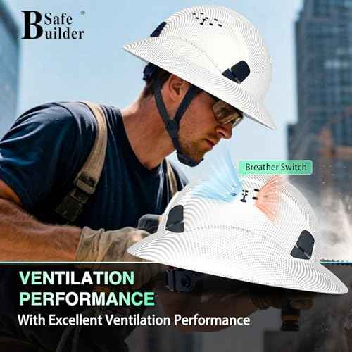 Full Brim Hard Hats Construction Hardhats Safety Helmet Vented Adjustable Lightweight Sunshade Work Caps Industrial Head Protection ANSI Approved