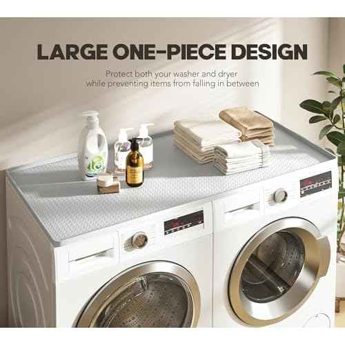 Washer Dryer Countertop, 54" x 27.5" Large Washer and Dryer Covers for The Top, Non-Slip Waterproof Silicone Dryer Top Protector Mat, Washer Dryer Topper for Laundry Room Kitchen Home£¨White£©