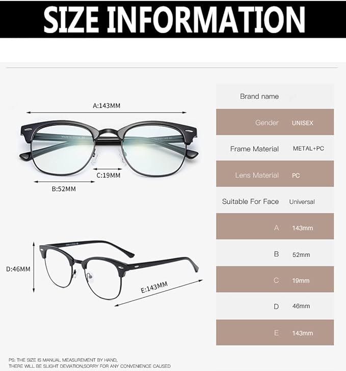 Computer Gaming Blue Light Blocking Glasses Half frame Retro Semi Rimless Clear Lens Glasses Eyewear Men Women