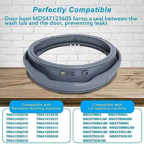 WM3470HVA, WM3570HVA Washer Door Boot Seal Gasket Compatible with LG Kenmore Washer WM3570HWA, WM3770HWA WM3470HWA, WM3575CW, MDS47123605 Door Boot Rubber Seal