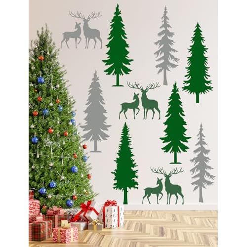 Large Pine Tree Stencils for Painting on Wood Reusable Christmas Pine Tree Template, Giant Fence Stencils for Wall Garden Fence Window Furniture Mural