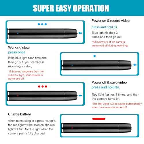 1080P Mini Pen with Video- One Button Surveillance, 64GB Nany Camera Invisible Body Cam, Taking Photo Ideal for Home Security
