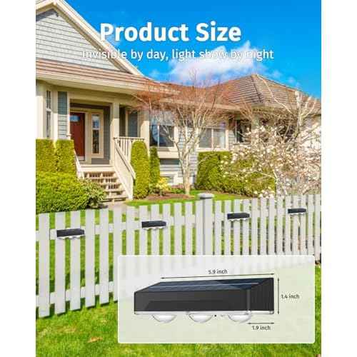 Solar Fence Lights Outdoor 12 Pack Upgraded High Brightness 3 LED Spot Lens Waterproof Deck Lights 7 Mode Warm&Cool White RGB Solar Powered Wall Lighting Decor for Outside Patio Step Backyard Railing