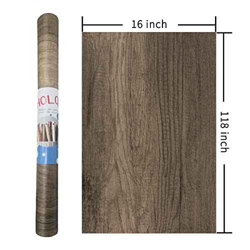 Wood Grain Contact Paper Peel and Stick Wooden Wallpaper Removable Self-Adhesive Faux Wood Look Vinyl Decorative Roll Thicken No Bubble Design for Old Furniture Refurbishment DIY 16x118 inch